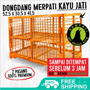SEMPATI Dongdang Merpati Kayu Jati Super Dongdang Merpati 2 Pasang 4 Pintu Kandang Merpati Sangkar Dondang Jemur Kurungan Burung Merpati Dara DJ2DNG