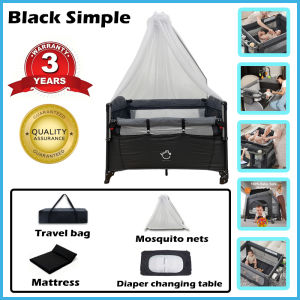 2 Level Baby Crib Toddler Travel Cot Portable Bed Folding Bedside Door Protect With Free Mosquito Net Crib For Baby Bedside Bed
