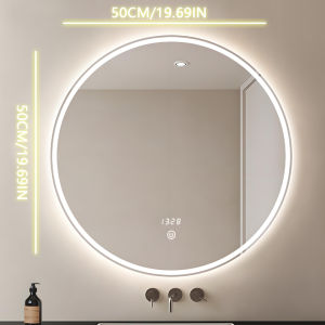LED adjustable three color circular mirror touch screen one click defogging gold/black edge makeup mirror