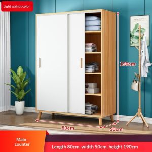 [Cozy ]Solid Wood Wardrobe Simple Sliding Door Wardrobe Storage Cabinet 2/3/4/5 Doors Wardrobe with Drawers