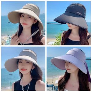 LOPU Chống tia cực tím Mũ che nắng hở đỉnh Tấm Che Nắng Phong cách Hàn Quốc Mũ Lưỡi Trai Nữ Mùa Xuân Màu trơn Mũ che nắng rộng vành