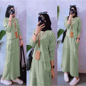 SABRINA FASHION - Hayley Set Setelan Rok Cargo Wanita Bangkok Blouse Skirt Terbaru Kekinian COD 2023