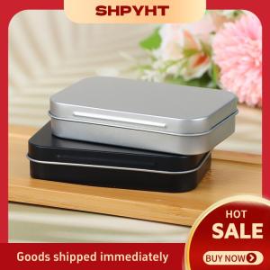 SHPYHT ชุดอุปกรณ์เอาตัวรอด1ชิ้นกล่องดีบุกสีเงินสีดำใส่เหรียญขนมกุญแจกล่องบุหรี่กล่องที่ปิดสนิท