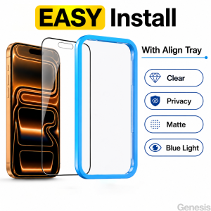 Genesis iPhone 18 Pro Max Screen Protector 18 Pro 17 Pro Max 17 Pro 17 16 Pro 15 14 13 Privacy Matte Tempered Glass