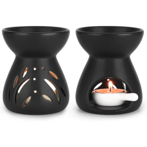 Gốm sứ Máy khuếch tán tinh dầu bếp Đen aromatherapies khuếch tán tealight chủ muỗng cho phòng khách hoặc văn phòng