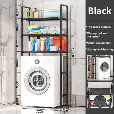 YH6609 Bathroom Washing Machine Rack Rak Mesin Basuh Bilik Air Tanpa Perlu Tebuk 3-Lapisan Sesuai untuk Tandas dan Dobi
