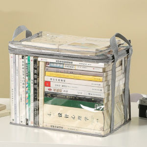 Book Storage Bag Large Capacity Transparent PVC Waterproof Portable Foldable Organizer Box with Zipper Handle