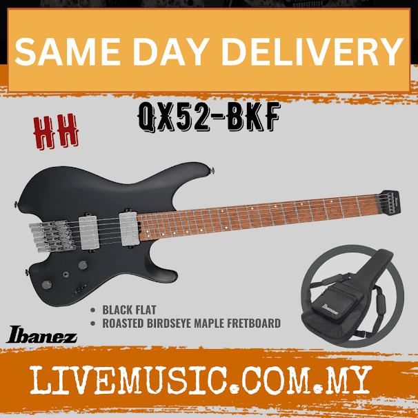 Q Standard Series QX52 Black Flat ヘッドレス Ibanez Quest