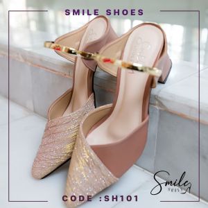 รองเท้าส้นสูง 2 นิ้ว หนัง PU  เกรดพรีเมี่ยม แบรนด์ Smile shoes ใส่สบาย ใส่สมายด์ชูว์