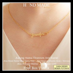 kalung nama titanium anti karat anak dewasa kalungnama aksesoris wanita necklace titanium aksesoris fashion