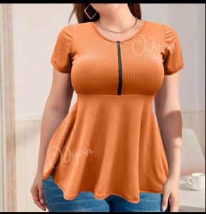 Plus size Peplum style Tops with zipper (Maggie)