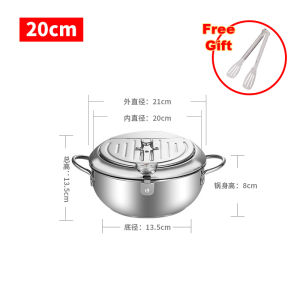 304 Stainless Steel Fryer Uncoated Frying Pot Household Japanese Style Fryer with Temperature Adjustment