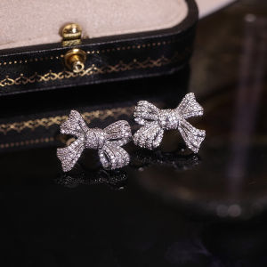 Frascati 1 Pcs Elegant Luxury Micro Zircon Silver Bow Without Perforated Earrings Korean Fashion Jewelry for Woman s Exquisite Accessories