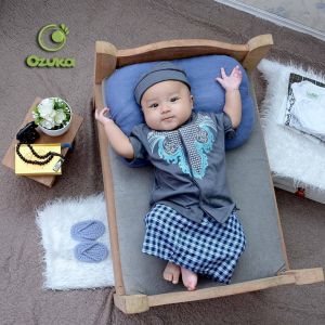 Ozuka Baju Koko Bayi 0 6 Bulan Laki Laki Newborn Baju Muslim Bayi Cowok 6 12 Bulan Model Sarkoci Sarung Peci Baju Akikah Anak Laki Laki Baju Aqiqah Bayi Laki Laki