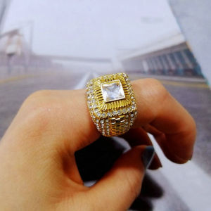 CLIBER 【COD】Business Men's Fashion 18K Gold Natural White Sapphire & Diamond Jewelry