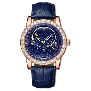 Mens Waterproof Diamond Watch Sparkling Dial Luxury Wristwatch Water Resistant Stainless Steel Band Quartz Movement Timepiece