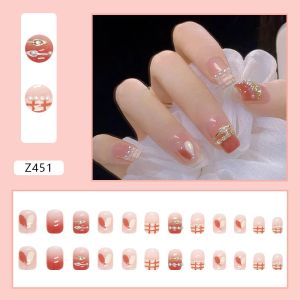 Set móng tay Nails By Mia 24 móng tay màu hồng băng giá dây xích ngọt ngào và mát mẻ Z451