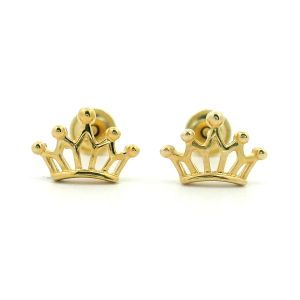 Piccolo Mio Baby & Kids 14K Gold Crown Screw Back Earrings