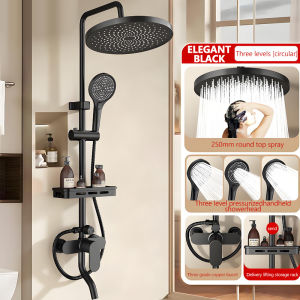 Bathroom 4 in1 Brass Shower Set Adjustable 360° Rotating Hot and Cold Shower Set European style copper black shower set with toilet shower