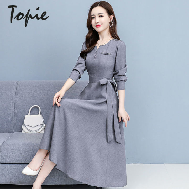 Topie Dress Korean Style Women Dress for Ladies New Design dress women  cotton and linen temperament slim fit fashion clothes for women dress for  ladies