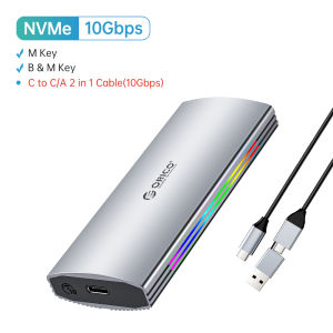 กล่อง SSD 10Gbps RGB NVMe USB3.2 Gen2กรณีสูงสุด4TB สำหรับ2280/2260/2242/2230 SSD