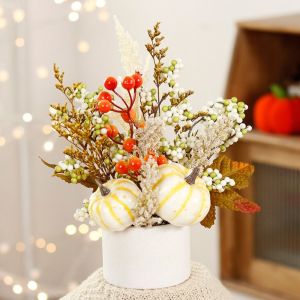 YOUSHI TOP Bền bỉ Đồ trang trí chậu cây mừng mùa gặt Lá Thu Giả Nhựa Đồ trang trí bàn ăn Halloween Trang trí nhà cửa Thực tế Cây cảnh giả trang trí Đồ trang trí trung tâm mùa thu