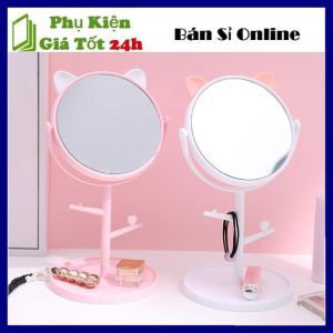 Gương Soi Để Bàn Gấp Gọn Xinh Xắn - Kính Soi Gương Trang Điểm Mini Khung Nhựa Cưng Cáp 25CM - Gương Công Chúa Gương Để Bàn