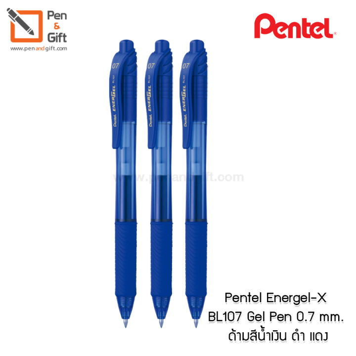 3 Pcs Pentel Energel-X BL107 Gel Pen 0.7 mm. Black, Blue, Red Ink - 3 ...