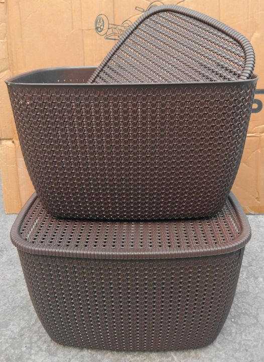(10pcs)6203 Plastic Rattan multipurpose Storage Box Large Size (38L X
