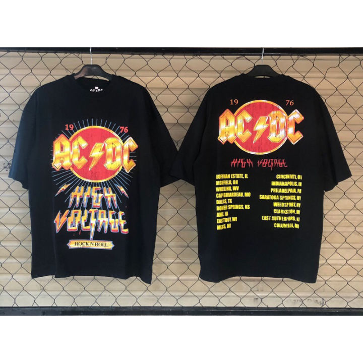 Baju Kaos Pull&Bear Oversize ACDC High Voltage 1976 T Shirt Band