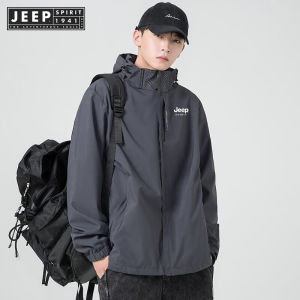 แจ็กเก็ตกีฬาผู้ชายกันน้ำและกันลมมีซิป1941ยี่ห้อ Jeep Spirit Estd น้ำหนักเบากันน้ำและกันลมได้มีฮู้ด