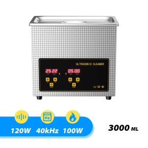 Ultrasonic Cleaner 3L 100W 40kHz Digital Display Heating Ultrasonic Bath with Basket for Jewelry Watch Ring Coin Diamond Eyeglasses Small Parts Cleaning