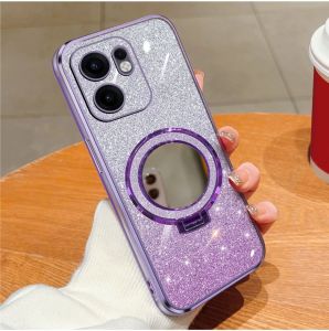 Soft Case Oppo Reno 13F 4G 5G Luxury Gliter Premium TPU Ring Holder Mirror