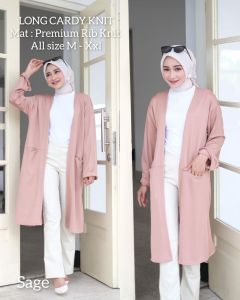 Anfaf - Cardigan Dara Bahan Knit Rib Premium Outer Wanita Polos Kekninian Long Cardi