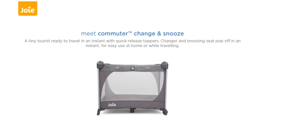 Joie Commuter Change™ Travel Cot - Speckled Grey