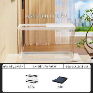 Bể Cá Thủy Sinh Mini Để Bàn - Combo Bể Cá Bể Nhựa ARYLIC  Cao Cấp Trọn Bộ Đèn Lọc