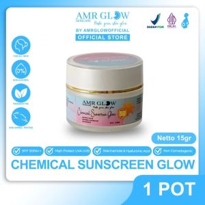 AMR GLOW - Chemical Sunscreen Glow dengan SPF 50PA++ 15gram x 1pot