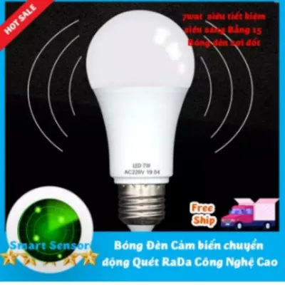 Bộ bóng đèn cảm biến chuyển động rada vi sóng tự động bật tắt đèn khi có người đi qua UY TÍN 1 ĐỔI 1