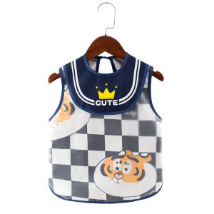 EmmAmy® Baby Cartoon Bibs Waterproof Infant Feeding Bib with Pocket Kids Drawing Short /Long Sleeve Apron Kids Burp Cloth