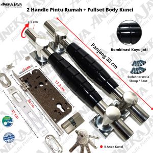 Handle Set Kunci Pintu Rumah Panjang 33 cm Warna Coklat Tua