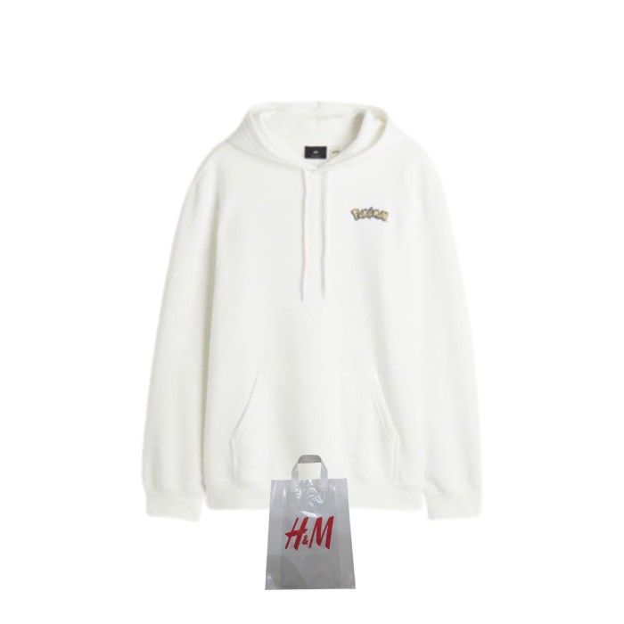 HOODIE H&M POKEMON WHITE Hoodie Cotton Fleecy Unisex Hoodie Pull