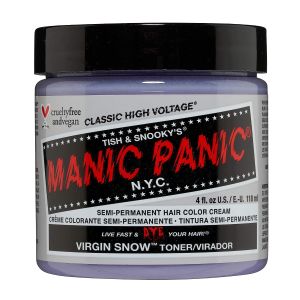 MANIC PANIC Virgin Snow Hair Toner - Classic High Voltage - Semi Permanent Blue Toner for Blonde Bleached Brassiness Orange Hair & Brassy Tones - Vegan PPD & Ammonia-Free