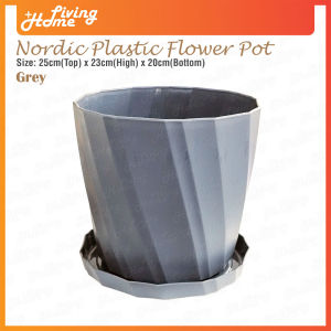Nordic Plastic Flower Pot With Saucer Tray Size Extra Large (XL) Pasu Bunga Plastik Gaya Nordik Dengan Piring Pasu Saiz Xtra Besar