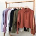 Kemeja Crop Top Korea Wanita Style / Crincle  Cewek / Crinkle Air Flow / Ootd Kekinian. 