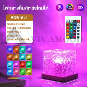 VM.ส่งจากไทย โคมไฟคริสตัล LED แสงระลอกน้ำ ลายคลื่นน้ํา  สําหรับตกแต่งบ้าน 16 สี โคมไฟรูปน้ํา ของขวัญวันเกิด