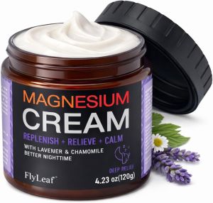 Magnesium Cream for Sleep Leg Cramps & Muscle Soreness Total Relief Magnesium Cream with Lavender & Chamomile Nighttime Body Lotion for Calm and Relaxation 4.23 Ounces