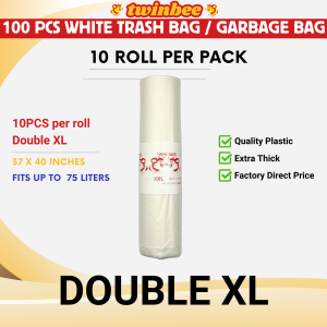 100pcs Clear White Trash Bags/Garbage Bags (can be used as Laundry Bags) Small Medium Large Extra Large Double XL