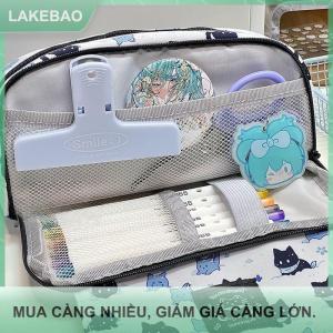 【LAKEBAO】 Kawaii ba lớp tuyết mèo bút chì trường hợp công suất lớn bút chì Túi pouch chủ Hộp văn phòng sinh viên văn phòng phẩm Organizer đồ dùng học tập