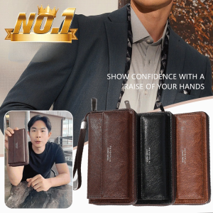 Mens large capacity multicard slot long money clip leisure cell phone coin purse