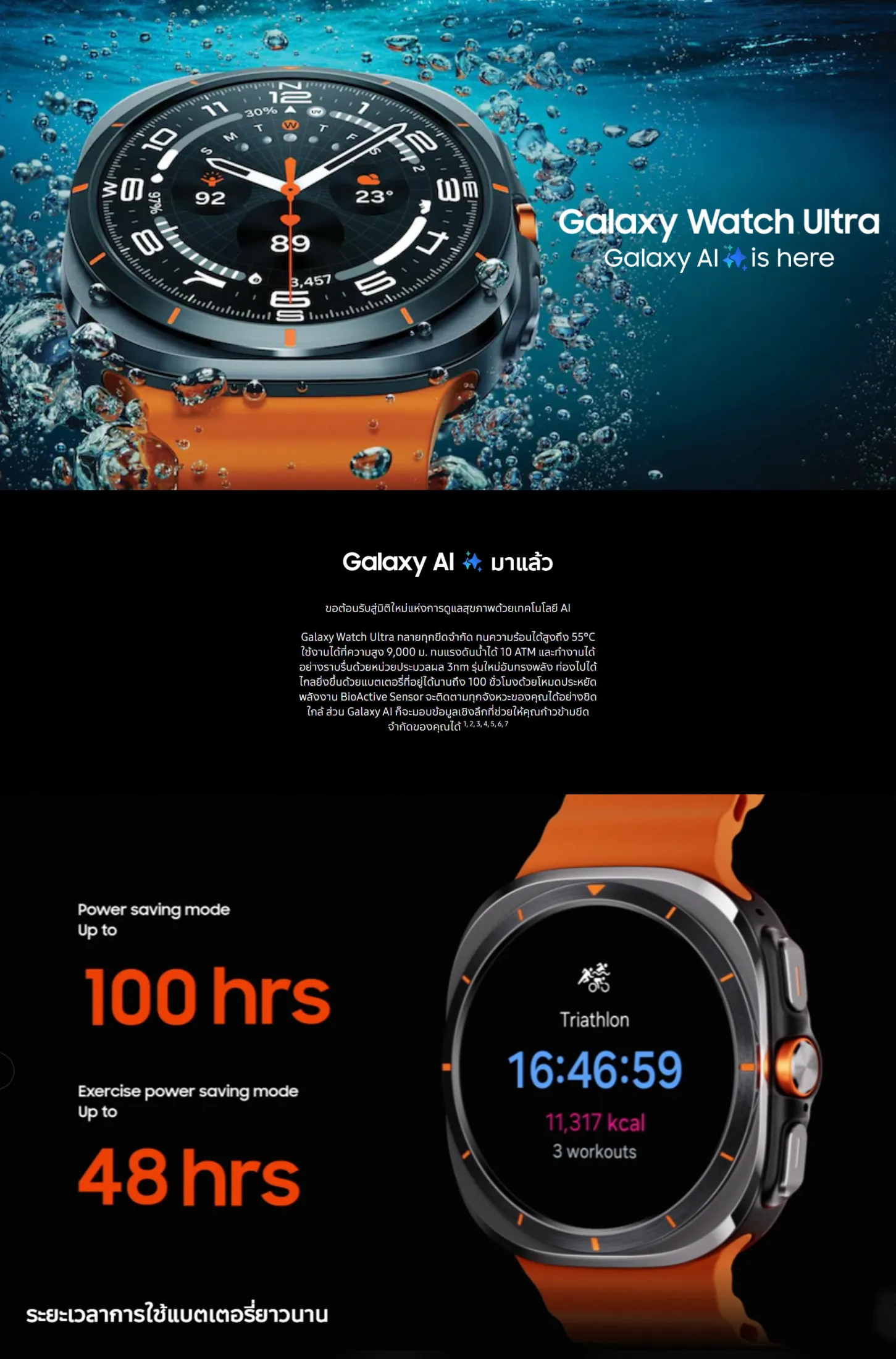 Samsung Galaxy Watch Ultra สมาร์ทวอทช์ไทเทเนียม 47mm ระบบ LTE สี Titanium Gray  สี Titanium Silver  สี Titanium White